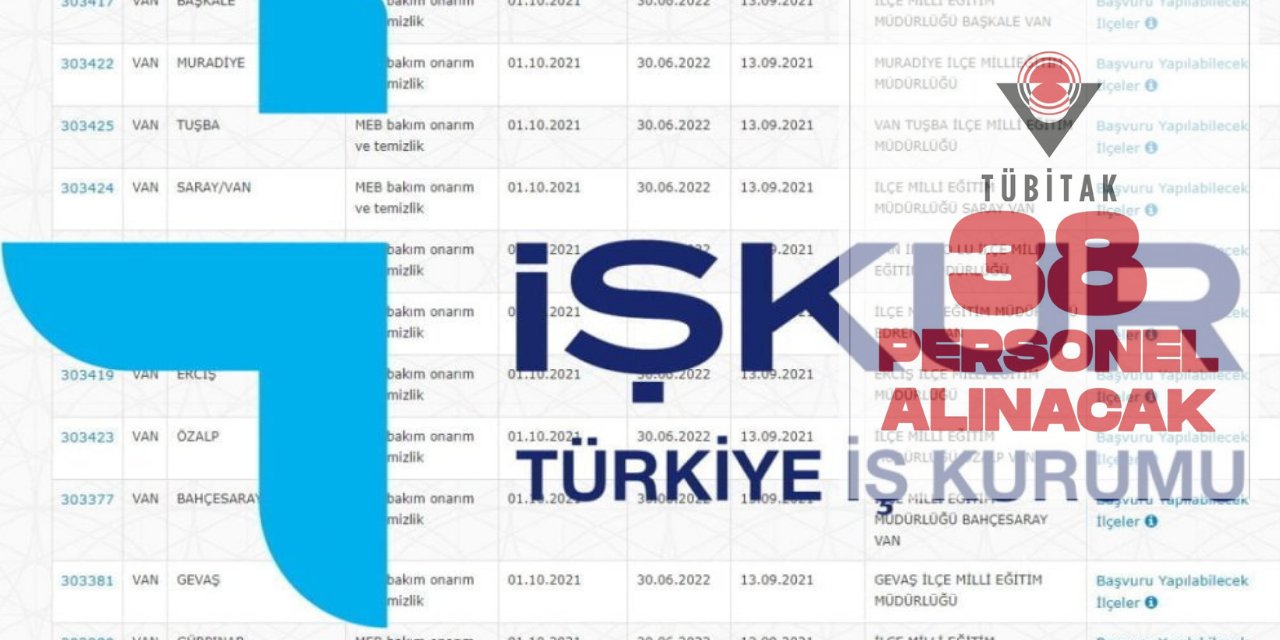 İŞKUR-TÜBİTAK öncülüğünde Yeni işe yeni iş başı personel alınacak